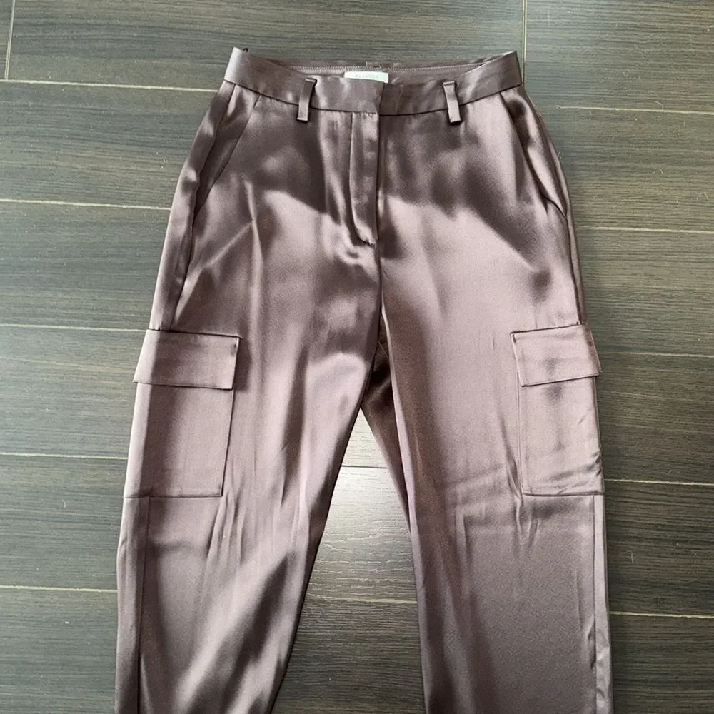 BABATON refined silk cargo pants, chocolate